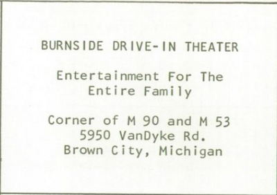 Burnside Drive-In Theatre - 1962 Brown City High School Yearbook (newer photo)